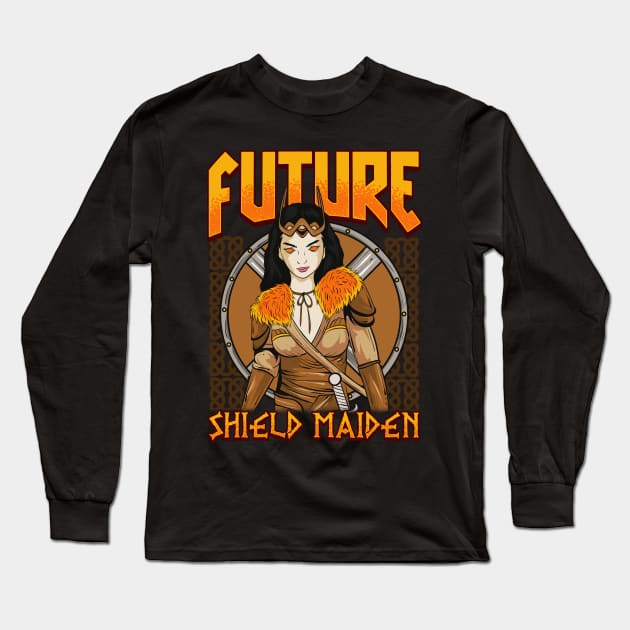 Future Shield Maiden Female Viking Warrior Long Sleeve T-Shirt by theperfectpresents